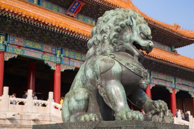 BEIJING, ÇİN - 14 Ekim 2017: Yasak Şehir (Saray Müzesi), Çin imparatorluk sarayı Ming hanedanlığından Qing hanedanlığının sonuna kadar (1420-1912)).