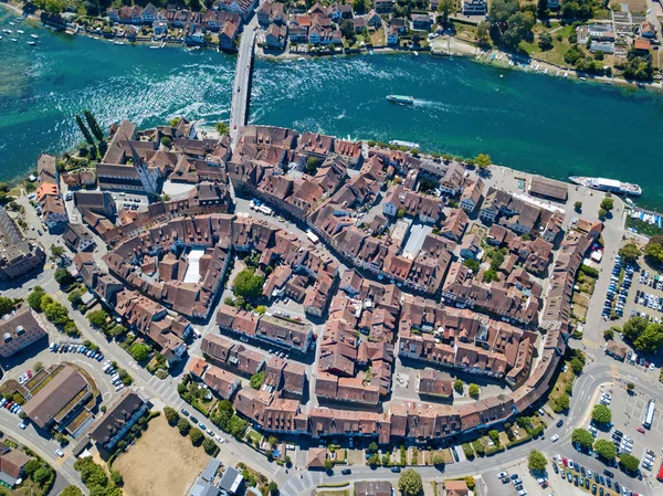 Letecký Pohled Středověké Město Stein Rhein Poblíž Shaffhausenu Švýcarsko — Stock fotografie