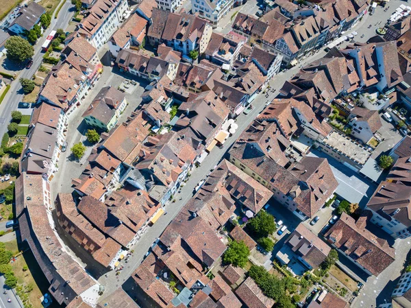 Luchtfoto Van Middeleeuwse Stad Stein Rhein Bij Shaffhausen Zwitserland — Stockfoto