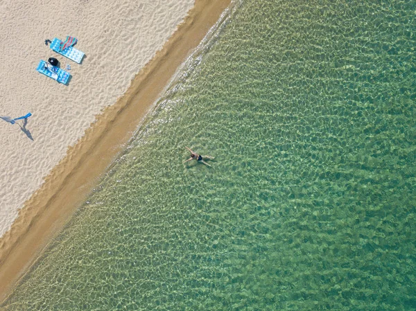 Zdjęcie Lotnicze Pięknej Plaży Sitonii Region Chalkidiki Grecja — Zdjęcie stockowe
