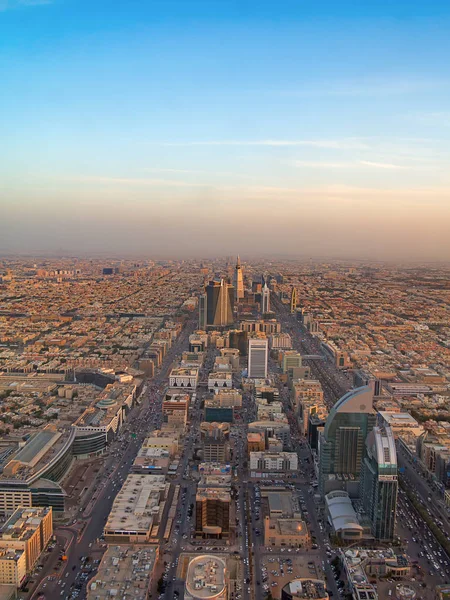 Riyadh Febrero Vista Aérea Del Atardecer Sobre Centro Riad Febrero — Foto de Stock