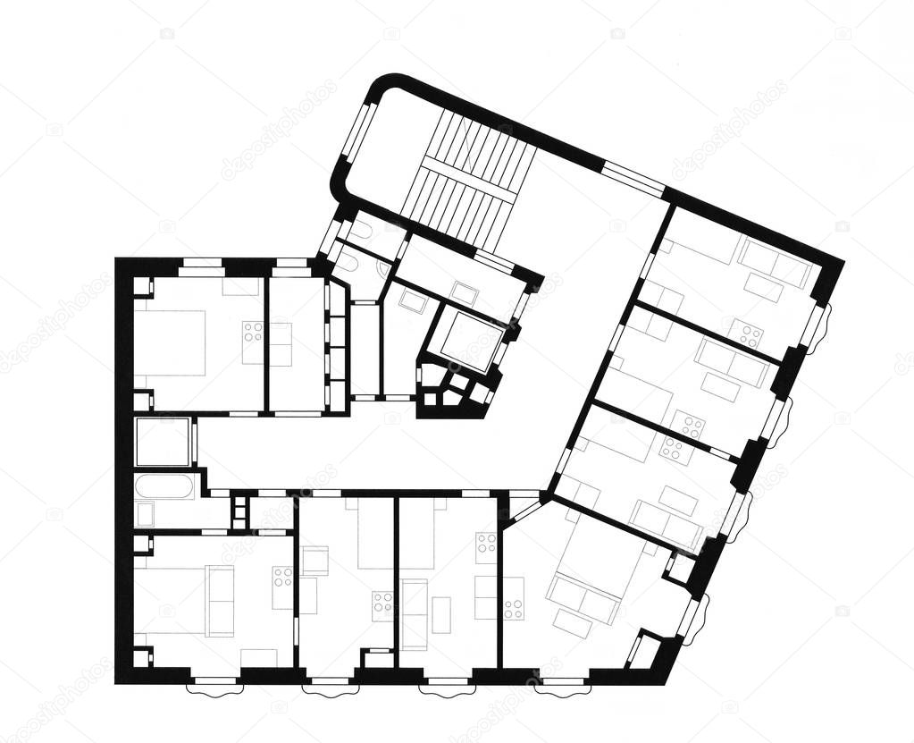 Architectural plan of the old house build around 1920.