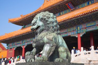 BEIJING, ÇİN - 14 Ekim 2017: Yasak Şehir (Saray Müzesi), Çin imparatorluk sarayı Ming hanedanlığından Qing hanedanlığının sonuna kadar (1420-1912)).