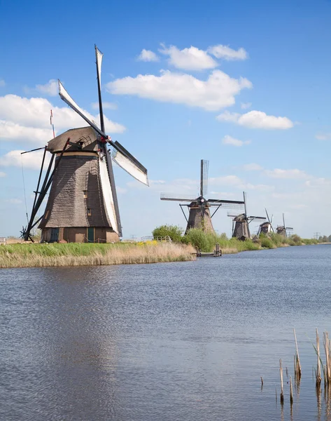 Starověké Větrné Mlýny Poblíž Kinderdijk Nizozemsko — Stock fotografie