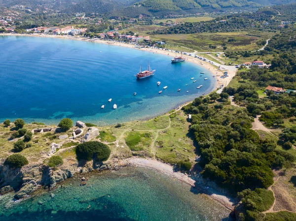 Повітряне Фото Прекрасного Пляжу Сітонії Провінція Халкідікі Греція — стокове фото