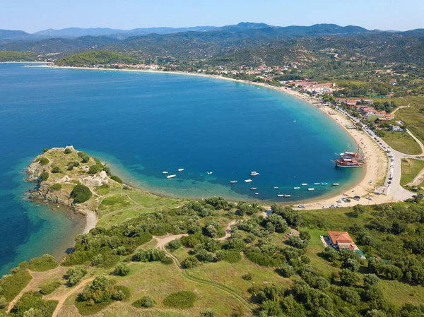 Luchtfoto Van Het Prachtige Strand Van Sitonia Chalkidiki Griekenland — Stockfoto