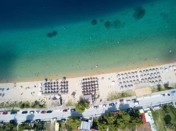 Aerial Photo Beautiful Beach Sitonia Chalkidiki Region Greece — Stock Photo, Image