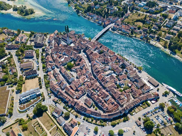 Vista Aérea Ciudad Medieval Stein Rhein Cerca Shaffhausen Suiza — Foto de Stock