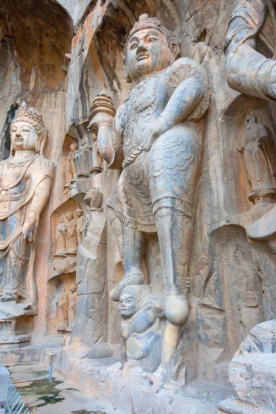 Famous Longmen Grottoes Statues Buddha Bodhisattvas Carved Monolith Rock Luoyang — Stock Photo, Image