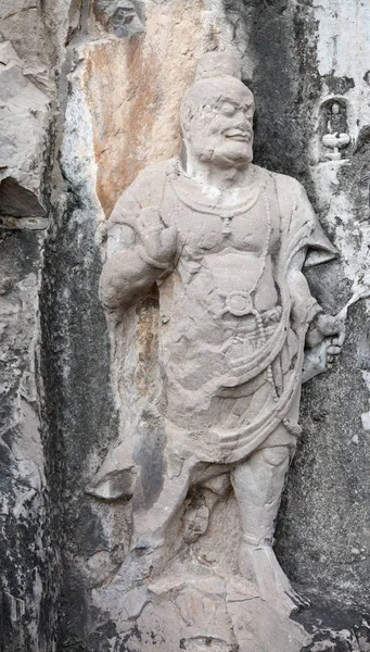 Famose Grotte Longmen Statue Buddha Bodhisattvas Scolpite Nella Roccia Monolite — Foto Stock