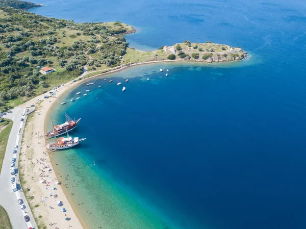 Letecká Fotografie Krásné Pláže Sitonii Chalkidiki Region Řecko — Stock fotografie