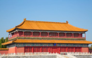 BEIJING, ÇİN - 14 Ekim 2017: Yasak Şehir (Saray Müzesi), Çin imparatorluk sarayı Ming hanedanlığından Qing hanedanlığının sonuna kadar (1420-1912)).