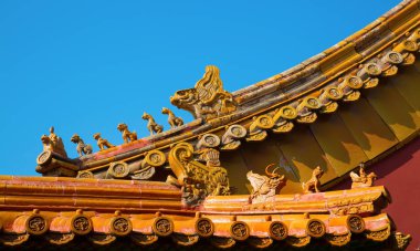 BEIJING, ÇİN - 14 Ekim 2017: Yasak Şehir (Saray Müzesi), Çin imparatorluk sarayı Ming hanedanlığından Qing hanedanlığının sonuna kadar (1420-1912)).