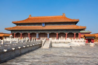 BEIJING, ÇİN - 14 Ekim 2017: Yasak Şehir (Saray Müzesi), Çin imparatorluk sarayı Ming hanedanlığından Qing hanedanlığının sonuna kadar (1420-1912)).