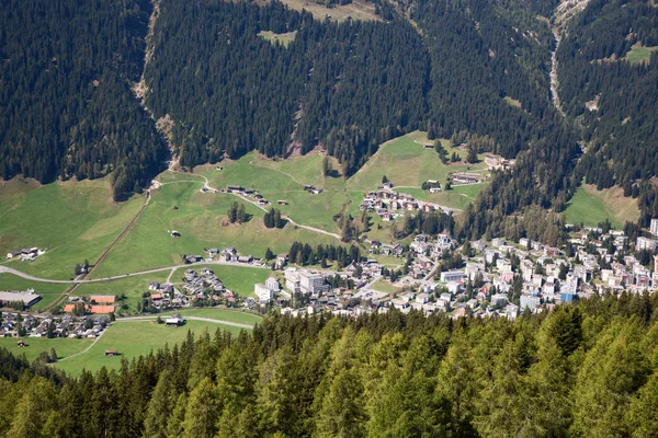 Légi Kilátás Davos Városára Tóra Davos Svájci Város Híres Helyszín — Stock Fotó