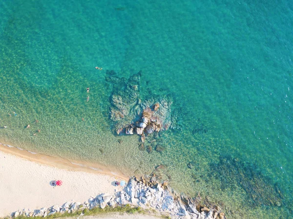 Foto Aérea Hermosa Playa Sitonia Región Chalkidiki Grecia —  Fotos de Stock