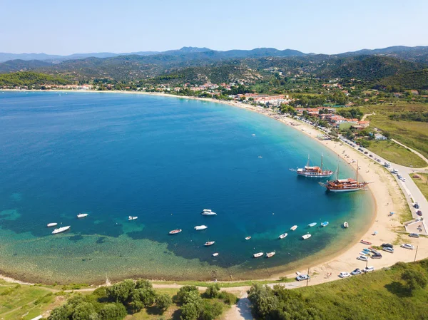 Foto Aérea Hermosa Playa Sitonia Región Chalkidiki Grecia —  Fotos de Stock