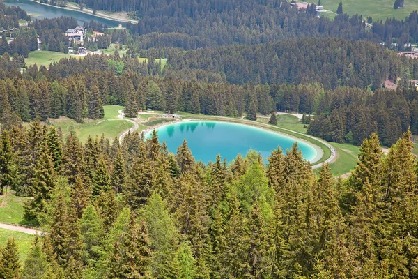 Petit Lac Alpin Heidisee Lenzerheide Suisse — Photo