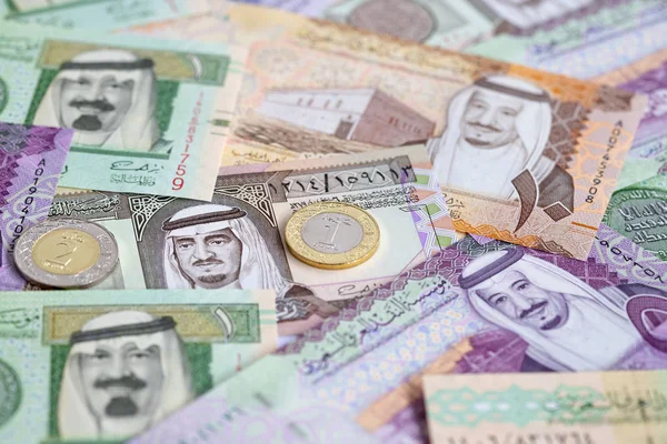 Sbírka Saúdskoarabských Rijských Bankovek — Stock fotografie