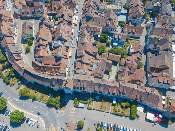 Luchtfoto Van Middeleeuwse Stad Stein Rhein Bij Shaffhausen Zwitserland — Stockfoto