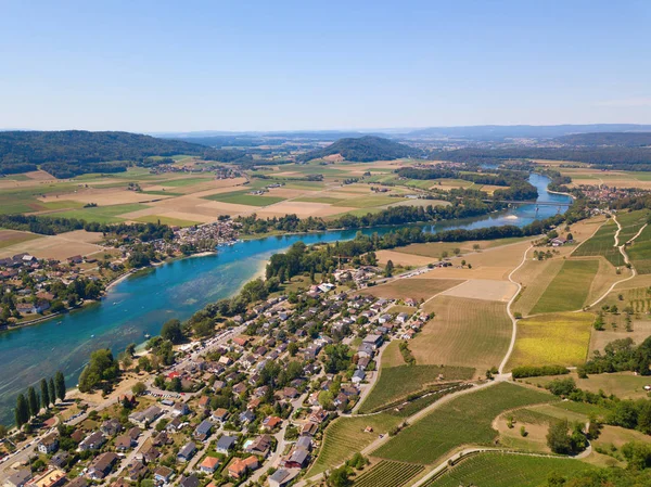 Sviçre Shaffhausen Yakınlarındaki Stein Rhein Ortaçağ Şehrinin Hava Manzarası — Stok fotoğraf