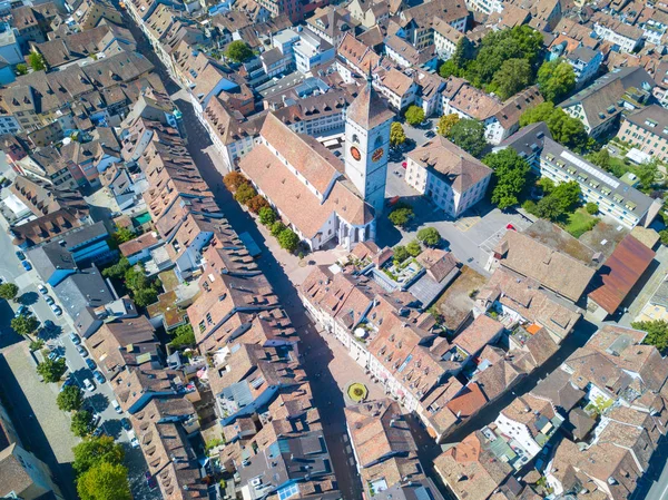 Pohled Řeku Rýn Slavné Opevnění Munot Schaffhausen Švýcarsko — Stock fotografie