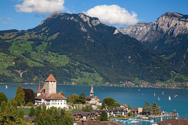 Spiez Slott Vid Sjön Thun Jungfrau Regionen Kanton Bern Schweiz — Stockfoto