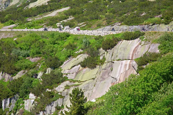 Serpentine Yolu Alp Geçidi Furka Grimsel Geçiyor — Stok fotoğraf