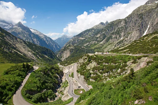 Serpentijn Weg Verbinding Alpine Passen Furka Grimsel — Stockfoto