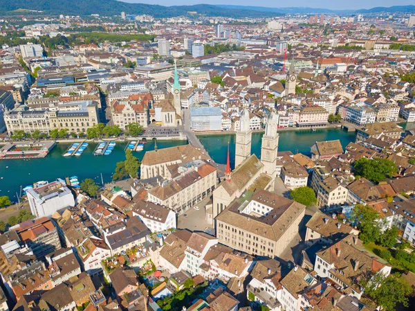 Udsigt Zurich Donwtown Schweiz 2018 - Stock-foto