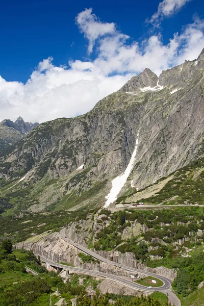 Serpentijn Weg Verbinding Alpine Passen Furka Grimsel — Stockfoto