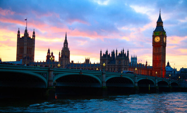 Famous Big Ben clock tower in London, UK.