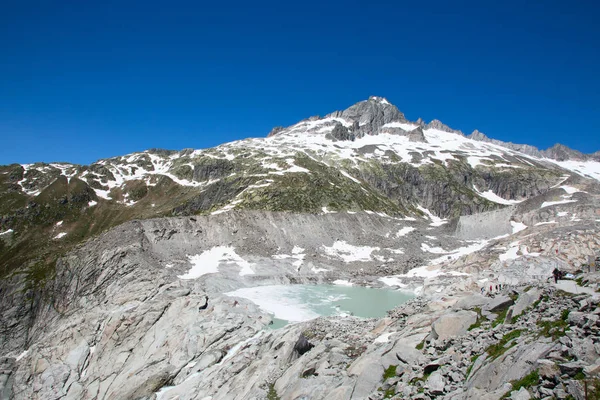 Glaciar Rhone Fonte Rio Rhone Derretendo Recuando Devido Aquecimento Global — Fotografia de Stock