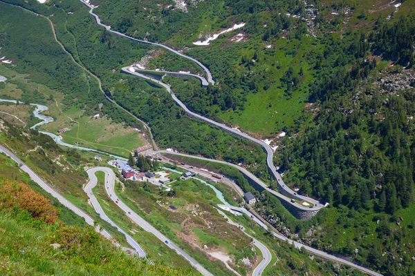 Serpentine Road Connectine Alpine Passes Furka Grimsel — Stock Photo, Image