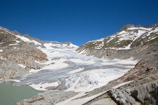 Glaciar Rhone Fonte Rio Rhone Derretendo Recuando Devido Aquecimento Global — Fotografia de Stock