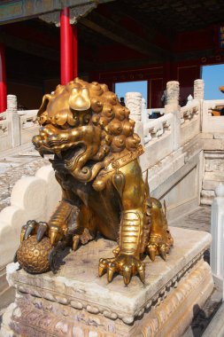 BEIJING, ÇİN - 14 Ekim 2017: Yasak Şehir (Saray Müzesi), Çin imparatorluk sarayı Ming hanedanlığından Qing hanedanlığının sonuna kadar (1420-1912)).