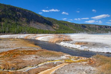 Yellowstone Ulusal Parkı 'ndaki kara kum gayzer havzası, ABD
