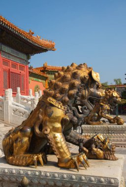 BEIJING, ÇİN - 14 Ekim 2017: Yasak Şehir (Saray Müzesi), Çin imparatorluk sarayı Ming hanedanlığından Qing hanedanlığının sonuna kadar (1420-1912)).