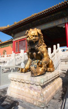 BEIJING, ÇİN - 14 Ekim 2017: Yasak Şehir (Saray Müzesi), Çin imparatorluk sarayı Ming hanedanlığından Qing hanedanlığının sonuna kadar (1420-1912)).