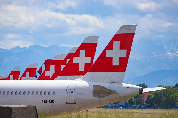 Dübendorf Mai Schweizer Fluggesellschaften Landen Die Flugzeuge Auf Dem Militärflugplatz — Stockfoto