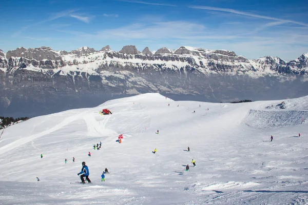 Κλίση Στο Χιονοδρομικό Κέντρο Flumserberg Ελβετία — Φωτογραφία Αρχείου