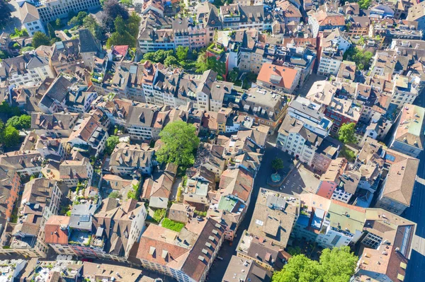 Aerial View Limmat River Famous Zurich Churches Zurich Important Financial — Stock Photo, Image