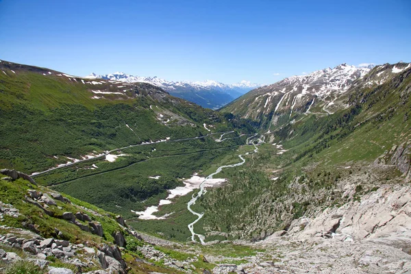 Rhone Gletsjer Bron Van Rhone Rivier Smelt Trekt Zich Terug — Stockfoto