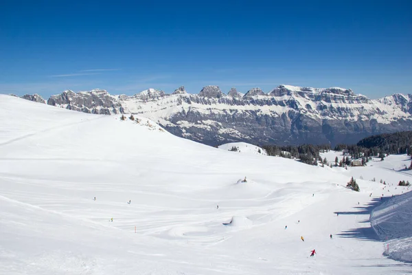 Sklon Lyžařském Středisku Flumserberg Švýcarsko — Stock fotografie