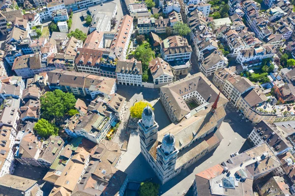 Luftaufnahme Der Limmat Und Der Berühmten Zürcher Kirchen Zürich Ist — Stockfoto