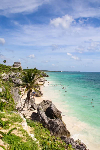 Ruínas Fortaleza Maia Templo Perto Tulum México — Fotografia de Stock