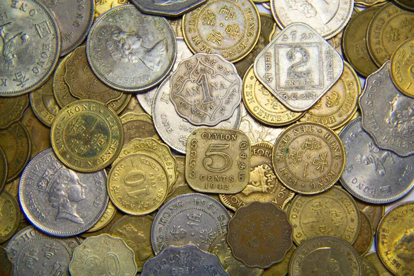 大量英国殖民时期的硬币 — 图库照片