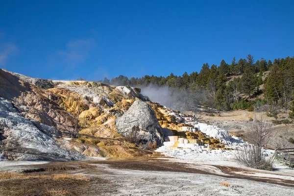 Gorące Źródła Mamuta Parku Narodowym Yellowstone Wyoming Usa — Zdjęcie stockowe