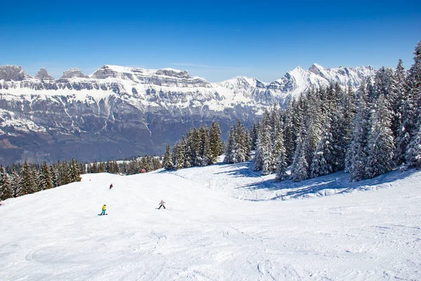 Hanglage Skigebiet Flumserberg Schweiz — Stockfoto