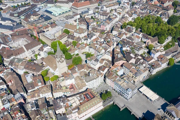 Veduta Aerea Del Fiume Limmat Delle Famose Chiese Zurigo Zurigo — Foto Stock